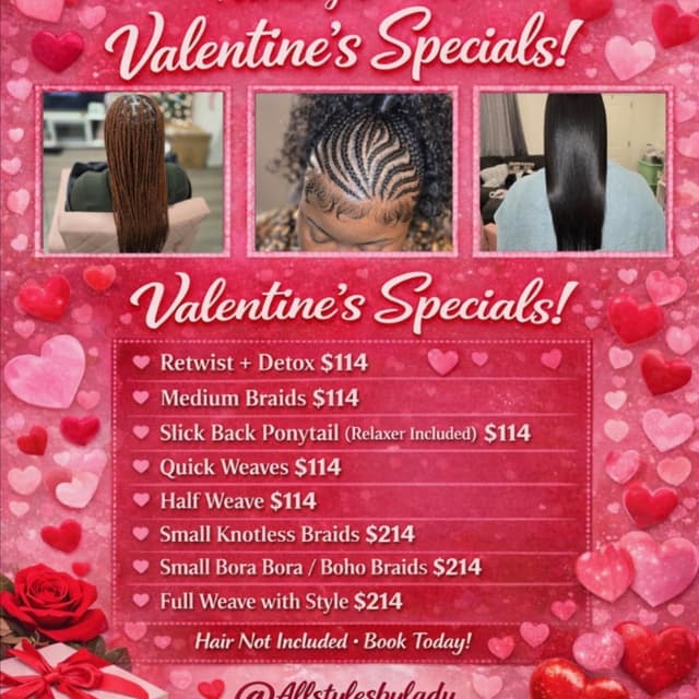 Valentine's Specials at All Styles by Lady in Atlanta, GA